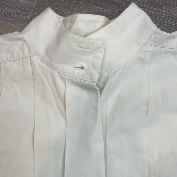 Talbots Cream Cotton Pleat Front Low Collar Size 10 - Picture 4 of 13